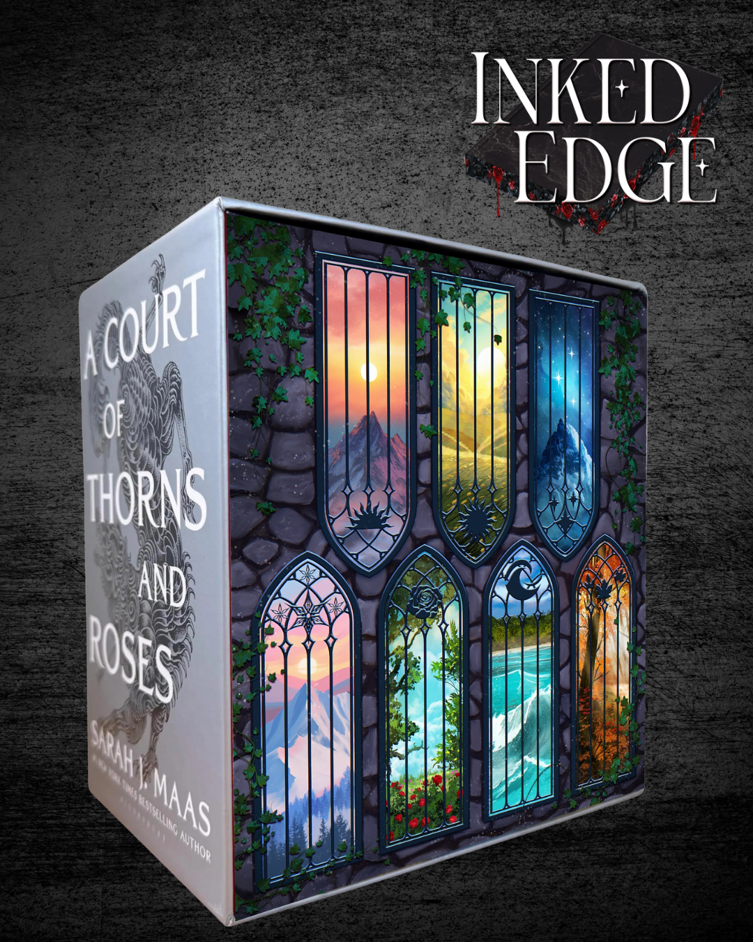 Picture of the Acotar set with digital edges of windows and seasons
