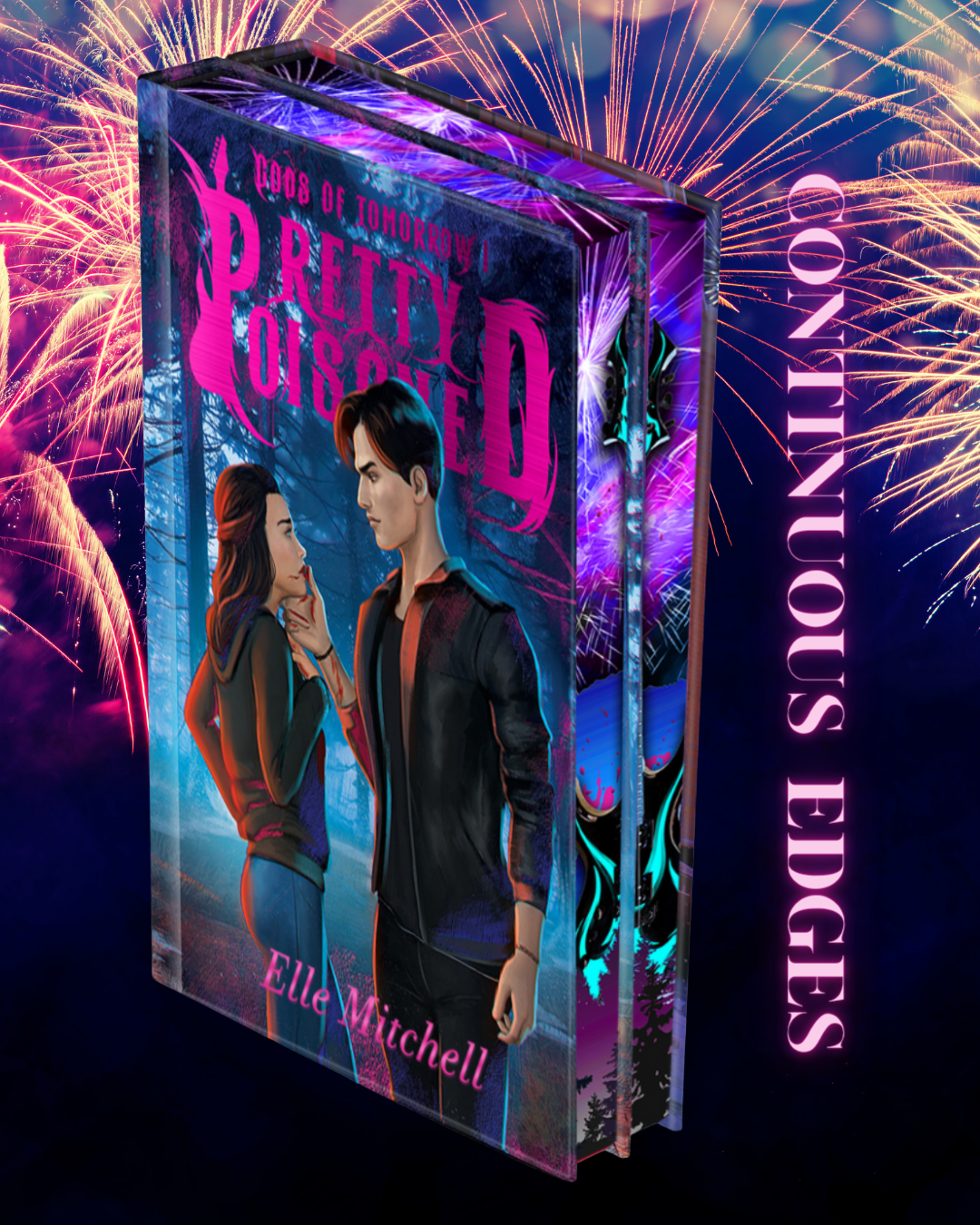 Gods of tomorrow with a colorful cover and fireworks in the background