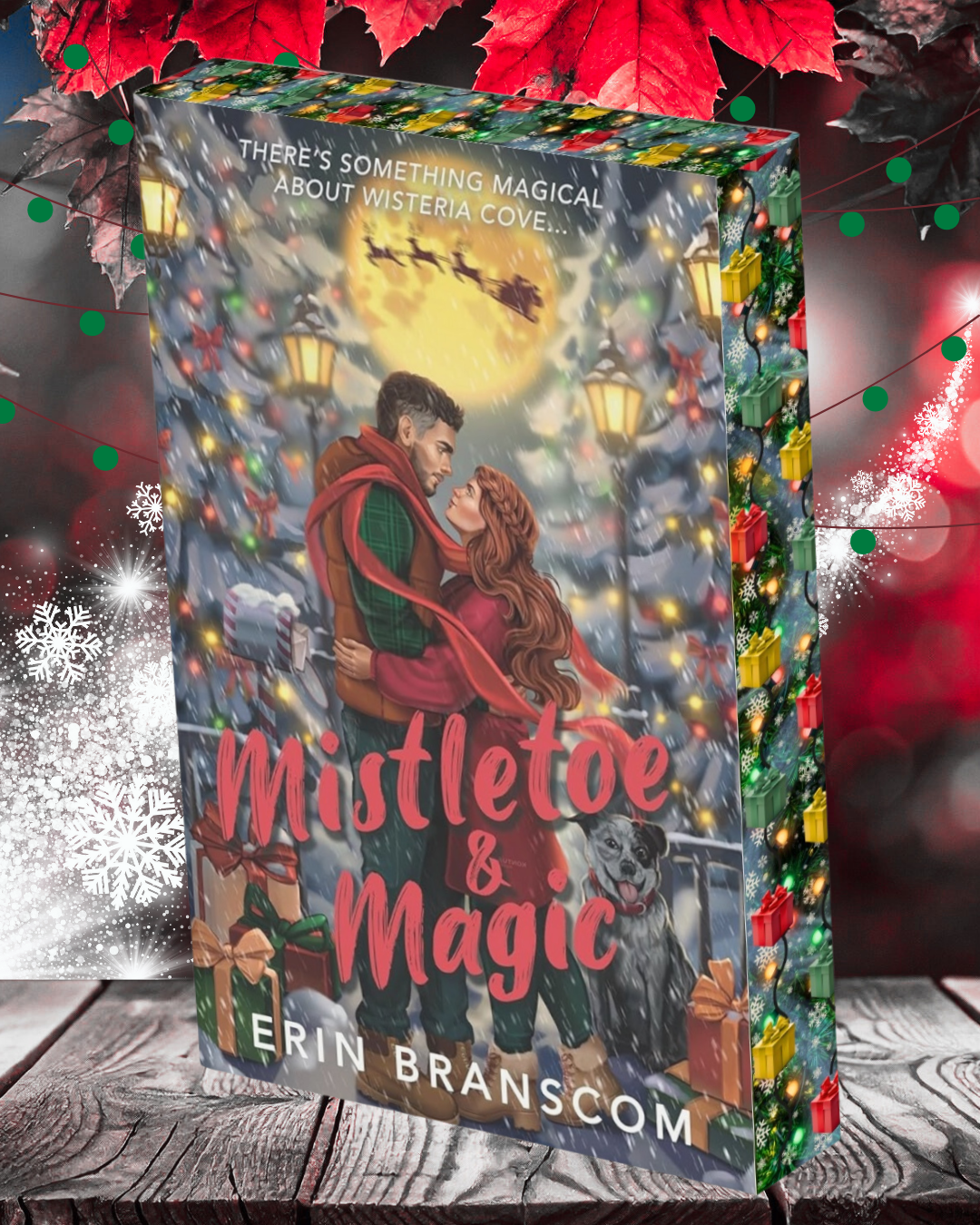 Book titled 'Mistletoe & Magic' by Erin Branscom with festive decoration edges
