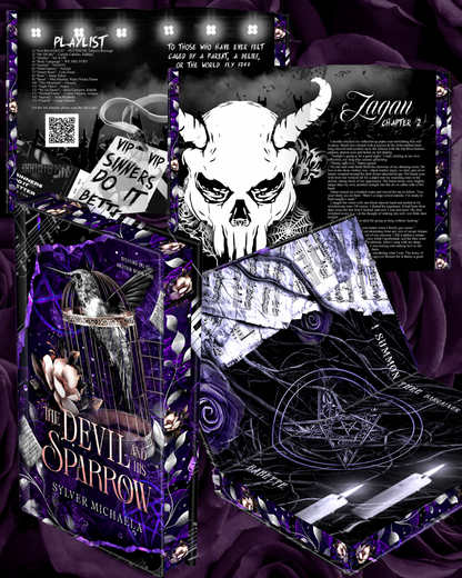 Gothic-themed book cover with skull and dark elements on a purple background